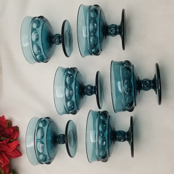 Indiana Colony Kings Crown Blue Sherbet Dishes - Picture 4 of 14